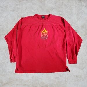 Star Motorcycles Shirt Mens XL Red Y2K Flame Grunge Jnco Bullhead Center Logo
